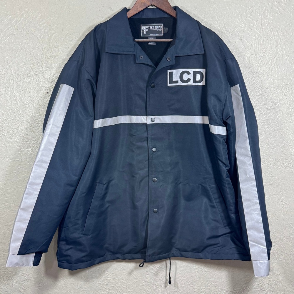 Tact‎ Squad USA Jacket Coat 2XL LCD Reflective Navy Blue Nylon Tactical Security